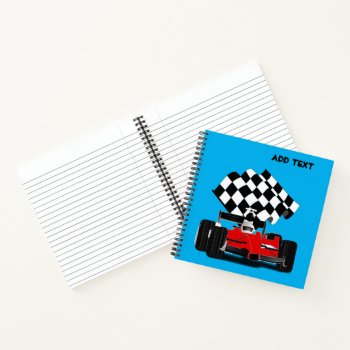 Red Race Car With Checkered Flag Notebook by gravityx9 at Zazzle