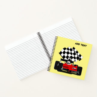 Red Race Car with Checkered Flag Notebook