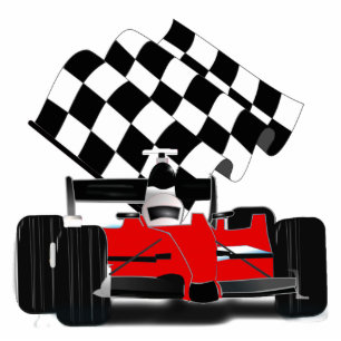 Red Race Car with Checkered Flag Ornament