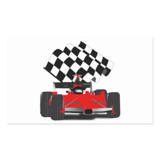 Red Race Car with Checkered Flag Rectangular Sticker