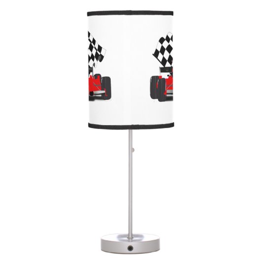 Red Race Car with Checkered Flag Table Lamp (Back)