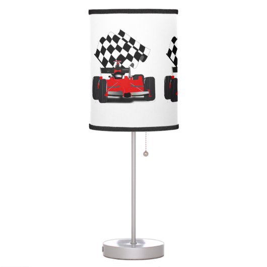 Red Race Car with Checkered Flag Table Lamp (Left)