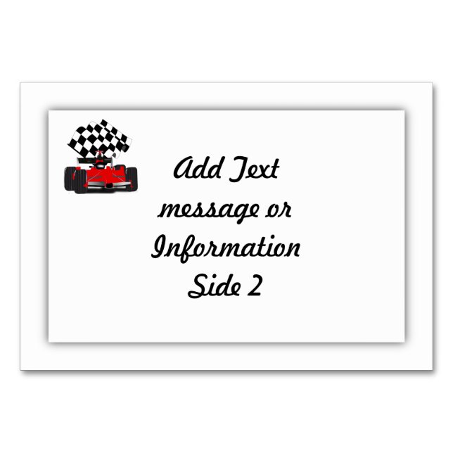 Red Race Car with Checkered Flag Table Number (Back)