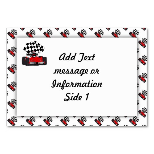 Red Race Car with Checkered Flag Table Number