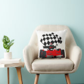 Red Race Car with Checkered Flag Throw Pillow (Chair)