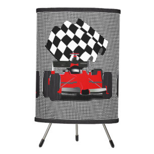 Red Race Car with Checkered Flag Tripod Lamp