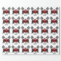 Red Race Car Personalized Father's Day Gift Wrapping Paper