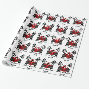 Red Race Car Wrapping Paper
