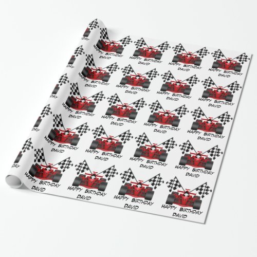 Red Race Car Wrapping Paper