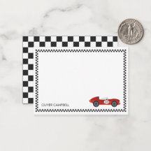 Red race card boys kids personalized