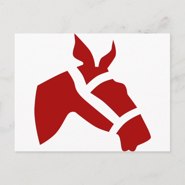 Red Race Horse Head Icon Postcard (Front)