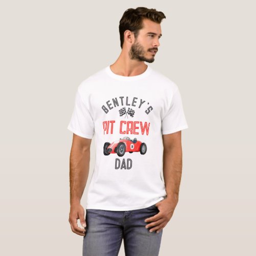 Red Race Pit Crew Dad Birthday Shirt