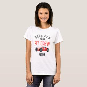 Red Race Pit Crew Mom Birthday Shirt