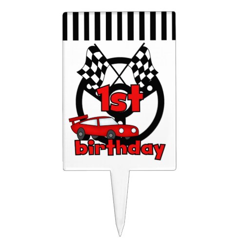 Red Racing Car 1st Birthday Cake Topper