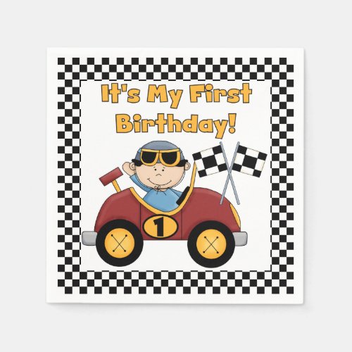 Red Racing Car 1st Birthday Paper Napkins