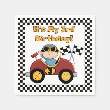 Red Racing Car 3rd Birthday Paper Napkins by kids_birthdays at Zazzle