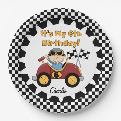 Red Racing Car 6th Birthday Paper Plates