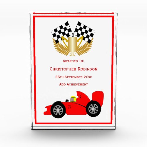 Red Racing Car Acrylic Award