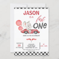 Red Racing Car Balloons Elephant 1st Birthday