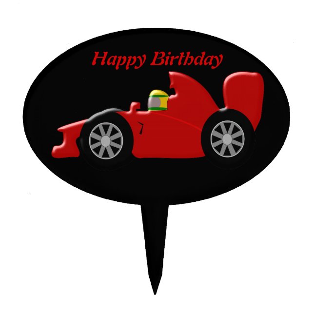 Red Racing Car Birthday Cake Topper (Front)