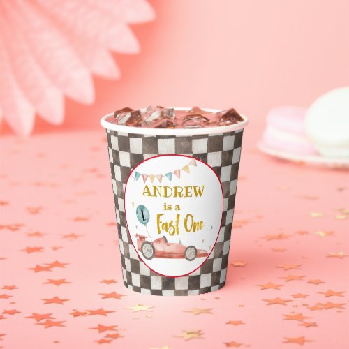 Red Racing Car Birthday Paper Cup