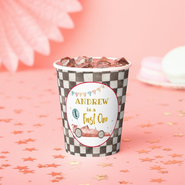 Red Racing Car Birthday Paper Cup (Insitu)