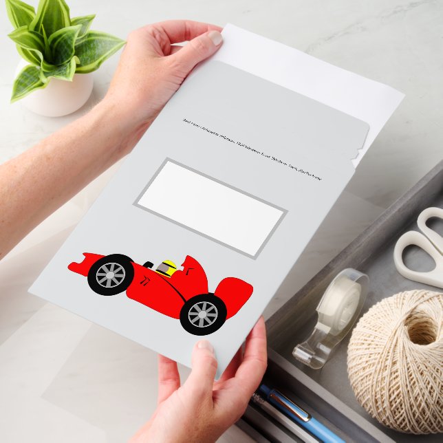 Red Racing Car Design Any Colour Background Envelope Mailers (Desk)