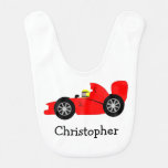 Red Racing Car Design Just Add Name Baby Bib