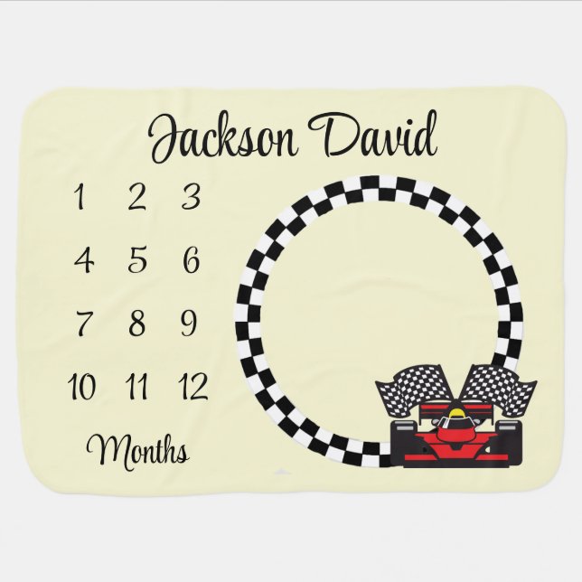 Red Racing Car Design Month Milestone Blanket (Horizontal)