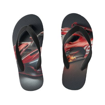 Red Racing Car Flip-flops Kid's Flip Flops by RayChillz at Zazzle