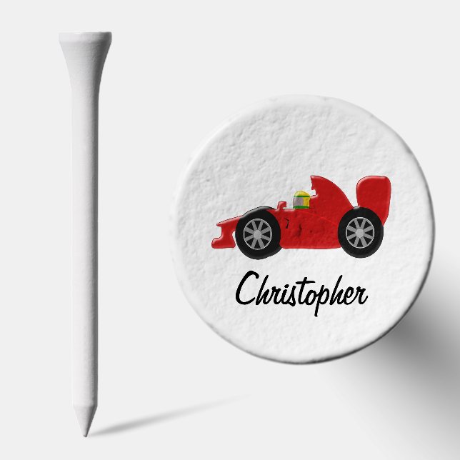 Red Racing Car Personalised Golf Tees (Combo)