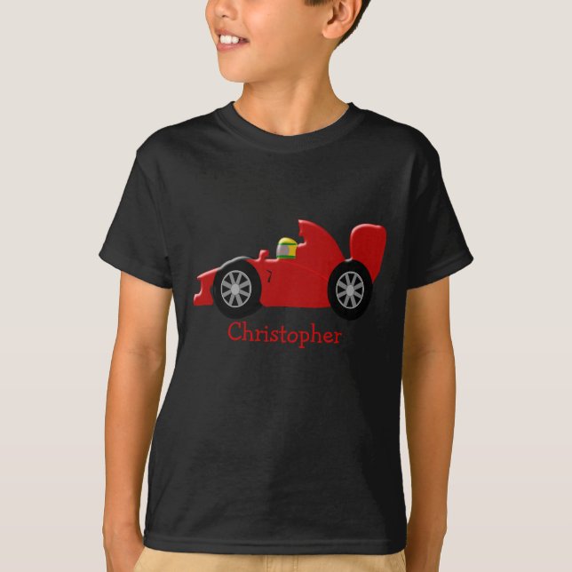 Red Racing Car Personalized T-Shirt (Front)