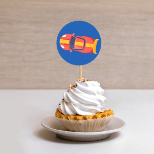 Red Racing Car Racetrack Baby Boy Dedication Classic Round Sticker