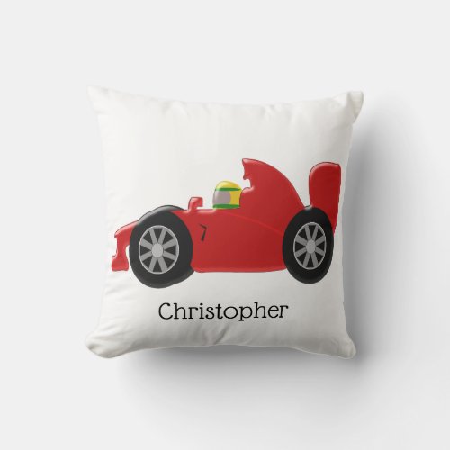 Red Racing Car Throw Pillow