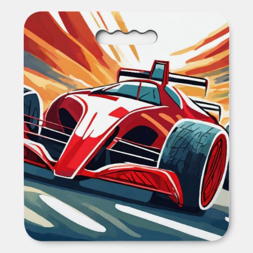Red racing car with colorful dramatic background seat cushion