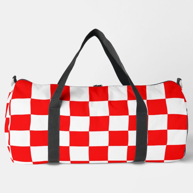 Red Racing Checkered Flag Display Customizable Duffle Bag (Front)