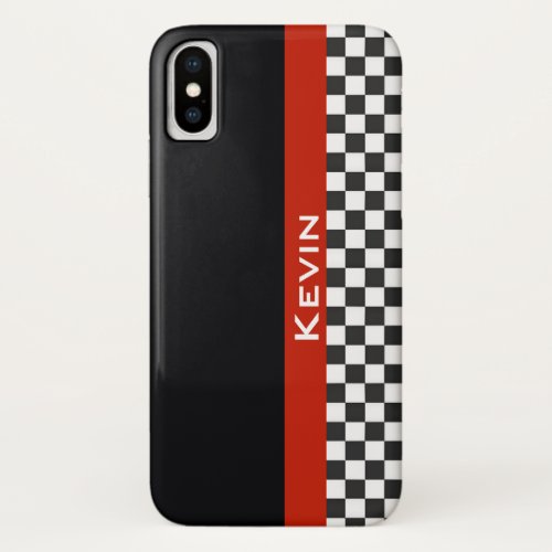 Red Racing Stripe Design iPhone X Case