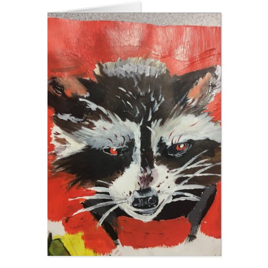 Red Racoon Artistic Painting Cards (Front)