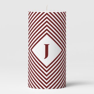 Red Radiating Rhombuses with Central Monogram