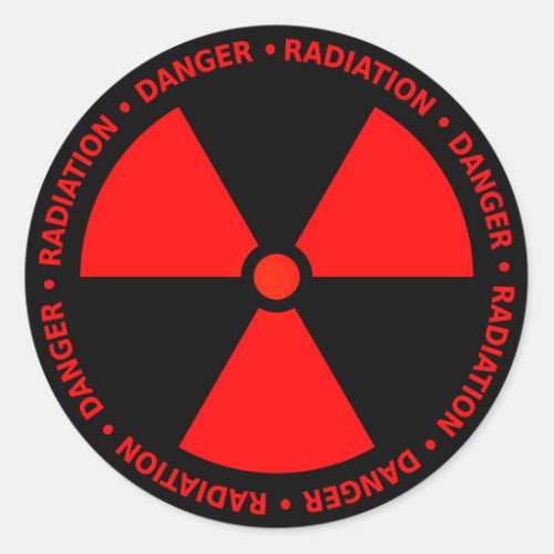 Red Radiation Warning Classic Round Sticker