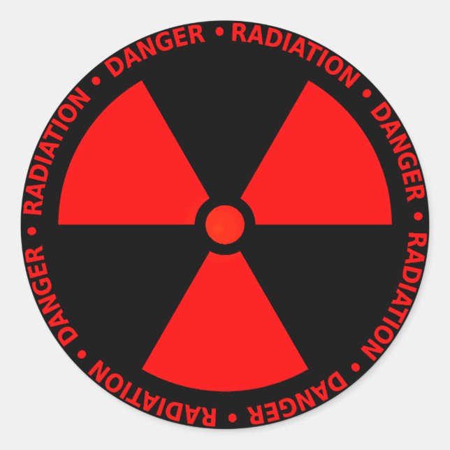 Red Radiation Warning Classic Round Sticker (Front)