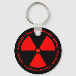 Red Radiation Warning Keychain