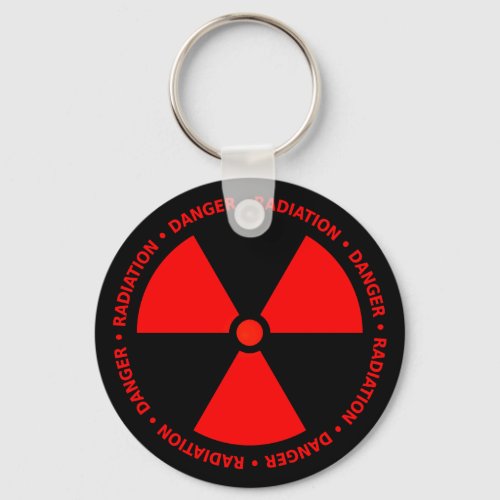 Red Radiation Warning Keychain
