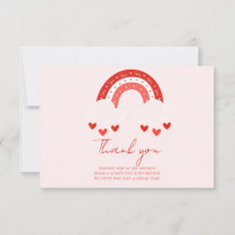 Red Rainbow baby shower thank you