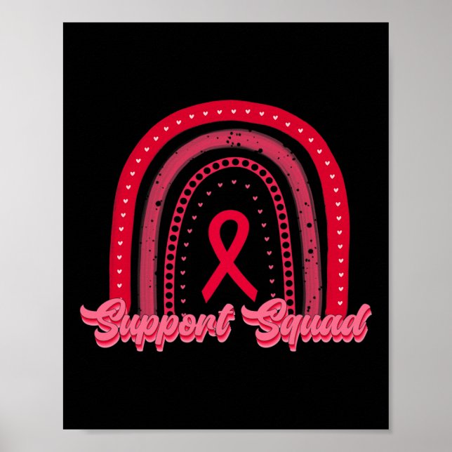 red rainbow blood cancer awareness support squad w poster (Front)