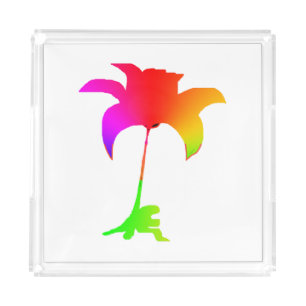 Red Rainbow Floral Acrylic Tray