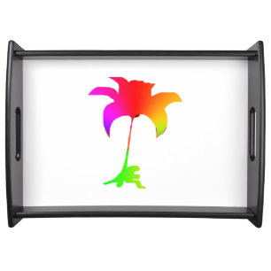 Red Rainbow Floral Serving Tray