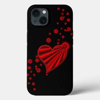 Red Rainbow Heart with Stars on Black iPhone 13 Case