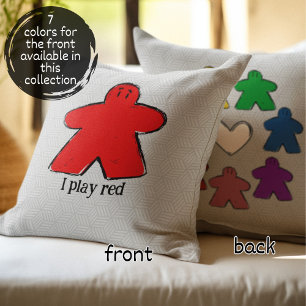 Red Rainbow Meeple Board Game Love Throw Pillow