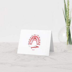 Red Rainbow with love in modern arabic Letterpress Thank You Card